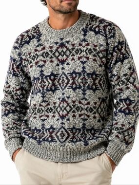 Nomadic Traders 100% Wool Knit Southwest Nordic Crew Neck Pullover Sweater